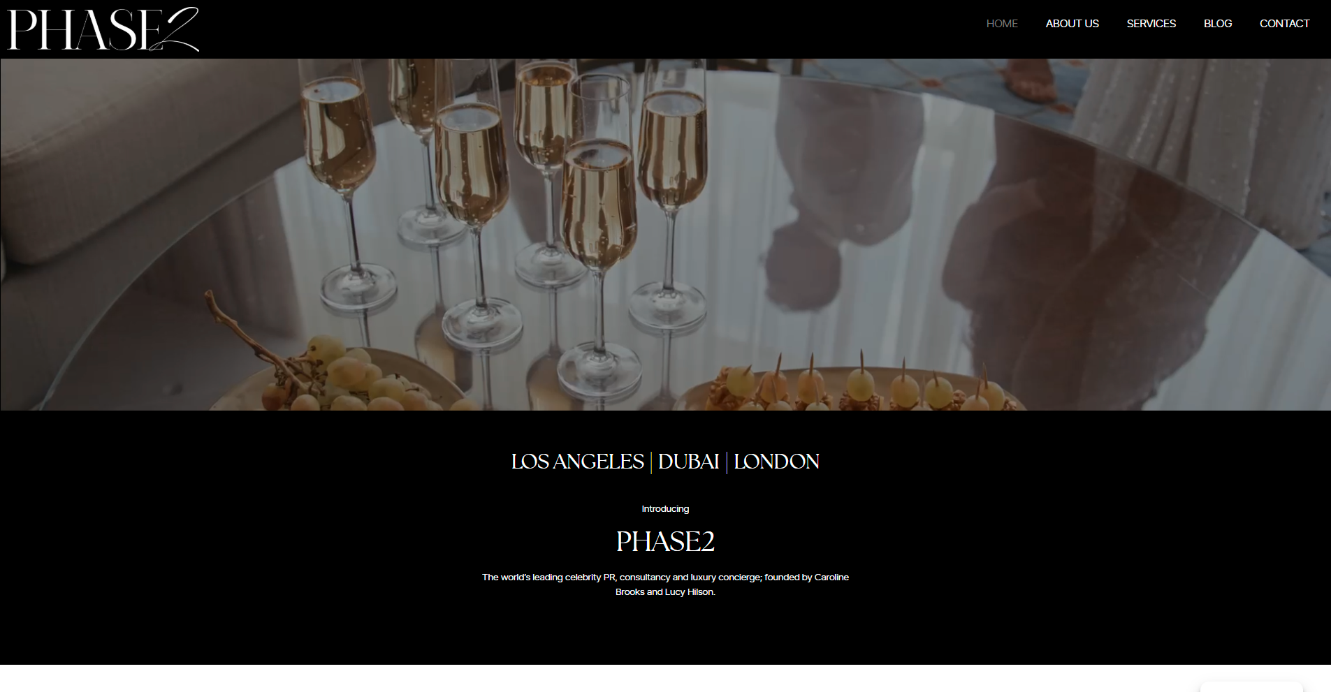 Luxury PR consultancy website design for Phase2 Consultancy Dubai