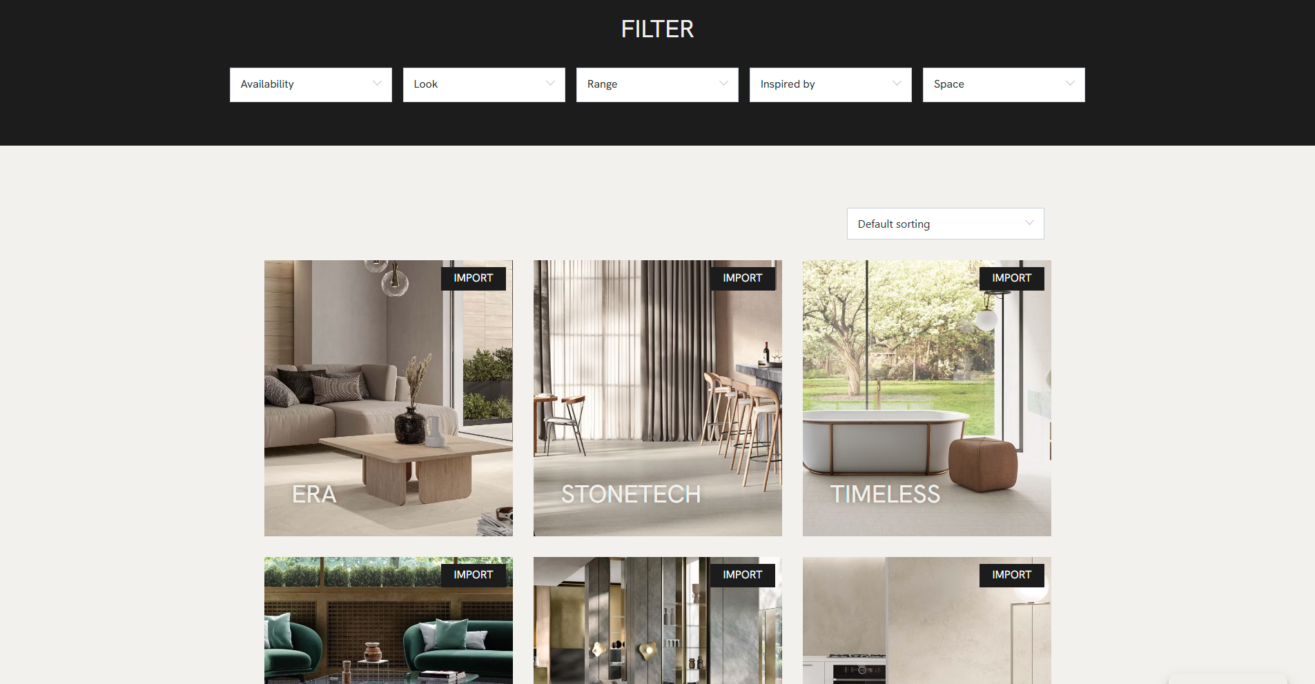 B2B product catalogue website for tile and vinyl sourcing